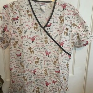 Rudolph Red Nosed Reindeer scrub top S White